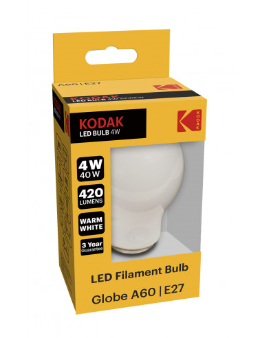 Kodak LED Filament 4W (40W) E27 soe valge A60 matt 420lm