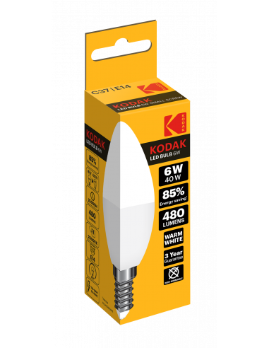 Kodak LED 6W (40W) E14 soe valge C37 matt küünal 480lm