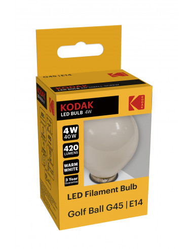 Kodak LED Filament 4W (40W) E14 soe valge G45 matt lühter 420lm