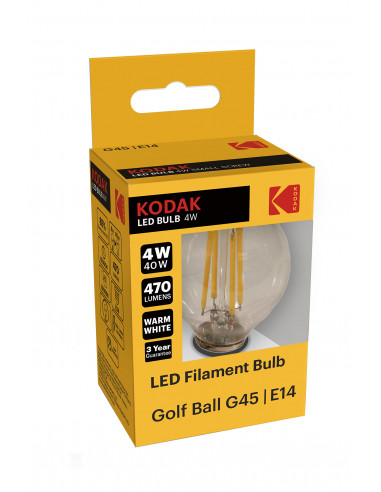 Kodak LED Filament 4W (40W) E14 soe valge G45 klaar lühter 470lm