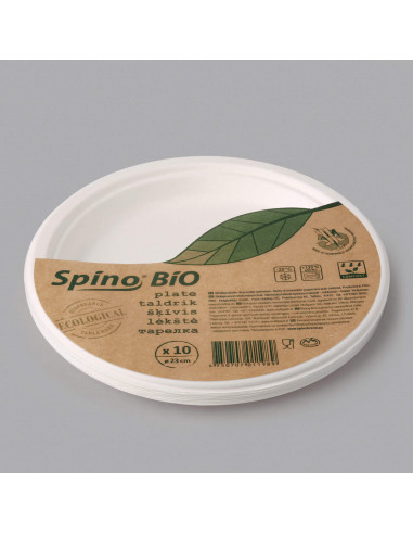 Biolagunev suhkruroost taldrik Spino BIO 23 cm  valge 10 tk