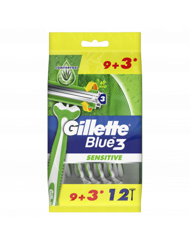 Gillette Blue3 Sensitive Meeste Ühekordne Raseerija, 9+3 Tk