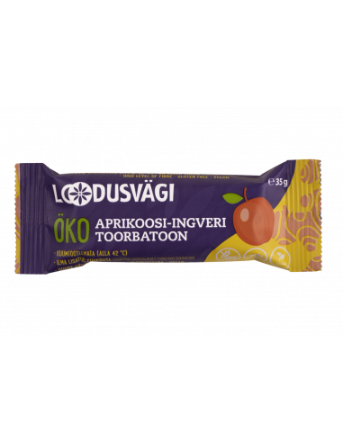 Loodusvägi ÖKO toorbatoon aprikoosi-ingveri 35g