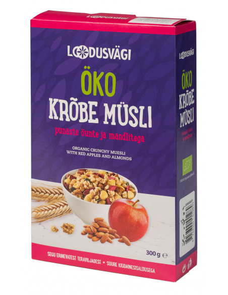 KAST 8 tk! Loodusvägi ÖKO krõbe müsli õuna ja mandli 300g IT-BIO-013