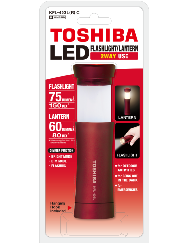 KAST 10 tk! Toshiba taskulamp-latern 2in1 LED KFL-403L(R) punane