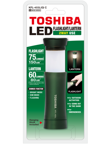 KAST 10 tk! Toshiba taskulamp-latern 2in1 LED KFL-403L(G) roheline