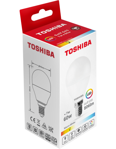 Toshiba LED 7W (60W) E14 soe valge G45 matt lühter 806lm