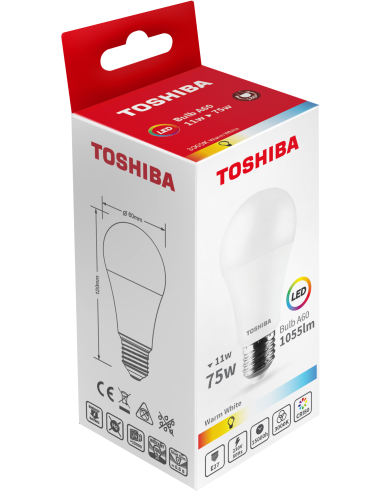 Toshiba LED 11W (75W) E27 soe valge A60 matt 1055lm