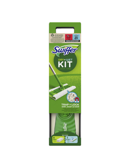 KAST 6 tk! Swiffer Sweeper põrandapuhastuse stardikomplekt, 11 põrandalappi (kuiv 8 tk + märg 3 tk)