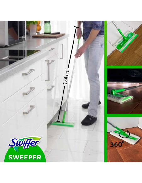 KAST 6 tk! Swiffer Sweeper põrandapuhastuse stardikomplekt, 11 põrandalappi (kuiv 8 tk + märg 3 tk)