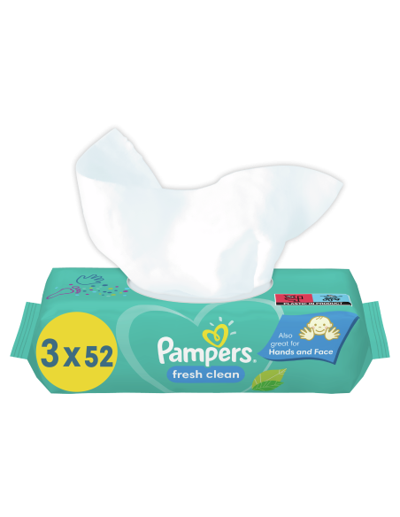 Pampers Fresh Clean Niisked Beebisalvrätid, 3 Pakki, 156 Niisket Salvrätikut