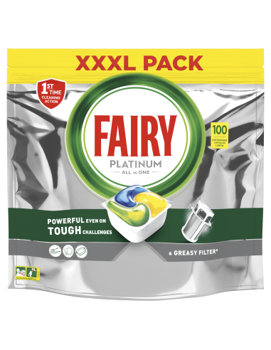 Fairy Platinum All in One’i Nõudepesumasina Tabletid Lemon, 100 Tabletid