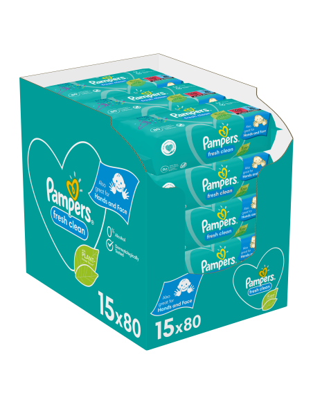 Pampers Fresh Clean Niisked Beebisalvrätid, 15 Pakki,1200 Salvrätti