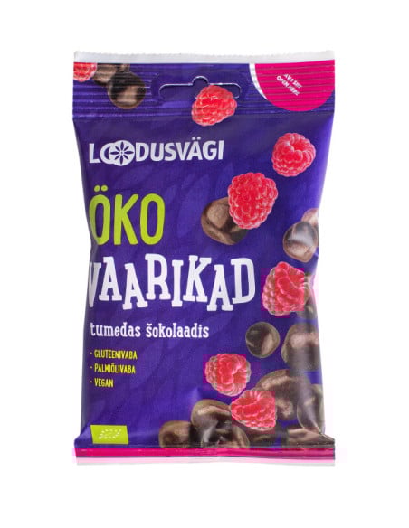 KAST 10tk! Loodusvägi ÖKO näks vaarikad tumeda šokolaadi 50g AT-BIO-402