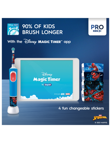 D103.413.2KX Vitality PRO Kids 3+ Spiderman Elektriline Hambahari + Reisikarp