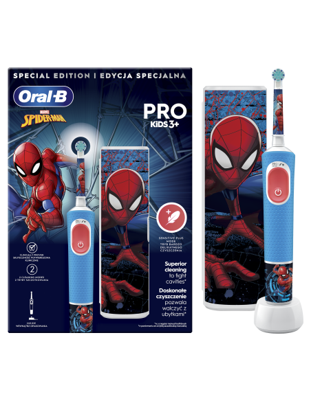 D103.413.2KX Vitality PRO Kids 3+ Spiderman Elektriline Hambahari + Reisikarp