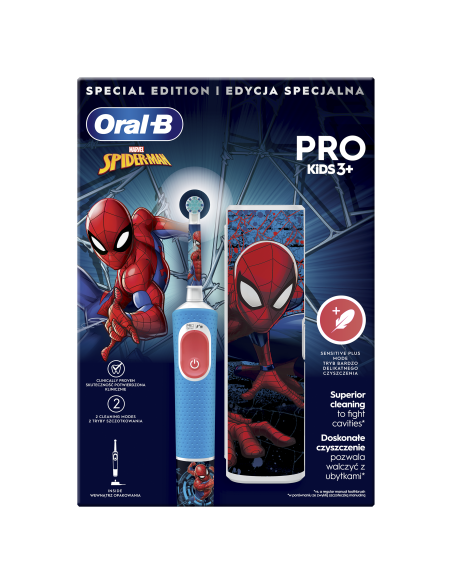 D103.413.2KX Vitality PRO Kids 3+ Spiderman Elektriline Hambahari + Reisikarp