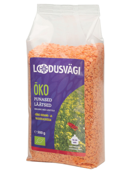 KAST 10tk! Loodusvägi ÖKO läätsed punased 500g IT-BIO-007