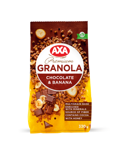 KAST 12 tk! AXA Premium müsli šokolaadi ja banaaniga 330g