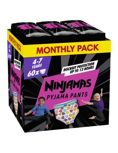 Pampers Ninjamas Pidžaamapüksid Heart, 60 tk, 17-30 kg