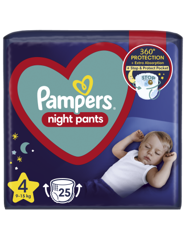 KAST 4 tk! Pampers Night Pants Püksmähkmed, Suurus 4, 25 Mähet, 9kg-15kg