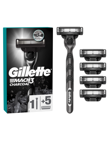 Gillette Mach3 Charcoal Raseerija Meestele + 5 Vahetustera 