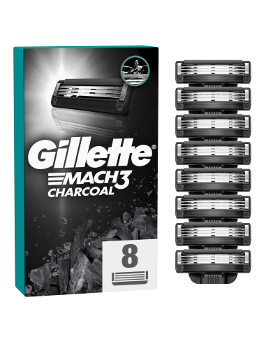 Gillette Mach3 Charcoal Vahetusterad Meestele 8 tk 