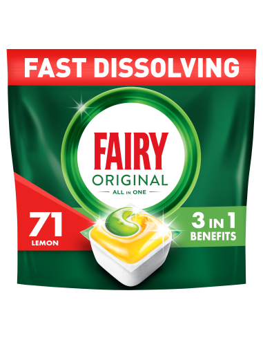 KAST 4 tk! Fairy Original All in One’i Nõudepesumasina Tabletid Lemon, 71 tk