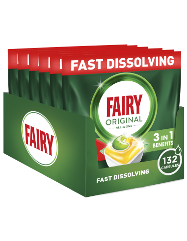 Fairy Original All in One’i Nõudepesumasina Tabletid Lemon, 132 tk (6x22tk)