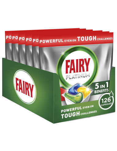 Fairy Platinum All in One’i Nõudepesumasina Tabletid Lemon, 126 tk (6x21tk)