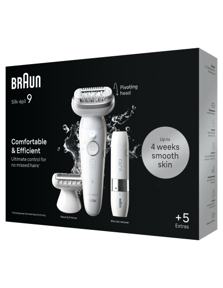 SES9-341 Braun Silk•épil 9 Epilaator + FS1000 Miniraseerija FACE