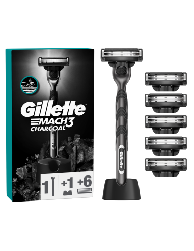 Gillette Mach3 Charcoal Raseerija Meestele + 6 Vahetustera