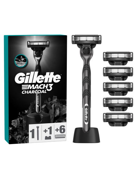 Gillette Mach3 Charcoal Raseerija Meestele + 6 Vahetustera