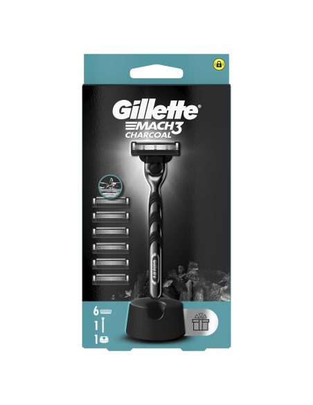 Gillette Mach3 Charcoal Raseerija Meestele + 6 Vahetustera