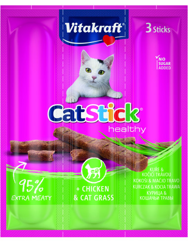 KAST 20 tk! Vitakraft Cat Stick maiusepulgad kassidele kana ja muruga 18