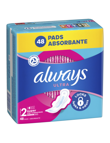 Always Ultra Size 2 Päeva Hügieenisidemed Tiibadega, Long, 48 tk