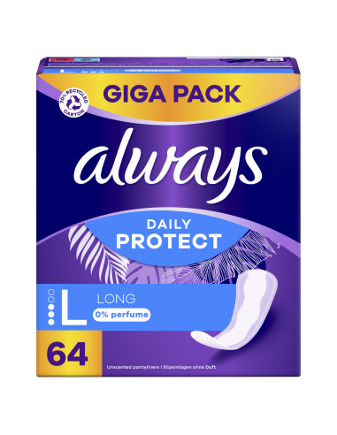 Always Daily Protect Long Pesukaitsmed, 0% Lõhnaaineid, 64 tk