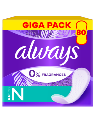 Always Daily Fresh Normal Pesukaitsmed, 0% Lõhna- ja Värvaineid, 80 tk