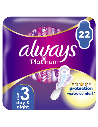 Always Platinum Size 3 Hügieenisidemed Tiibadega, Day & Night, 22 tk