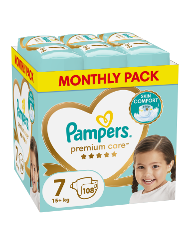 Pampers Premium Care Teipmähkmed, Suurus 7, 108 Mähet, 15+ kg