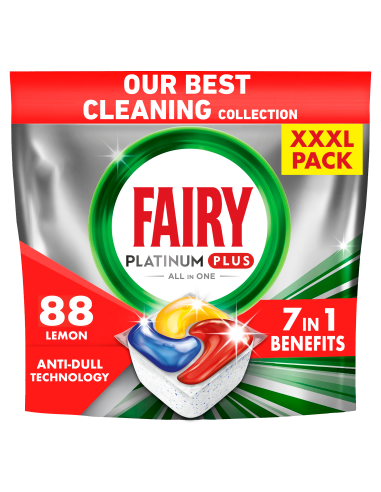 Fairy Platinum Plus All in One’i Nõudepesumasina Tabletid Lemon, 88 tk