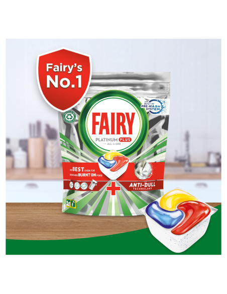 Fairy Platinum Plus All in One’i Nõudepesumasina Tabletid Lemon, 114 tk (6x19tk)