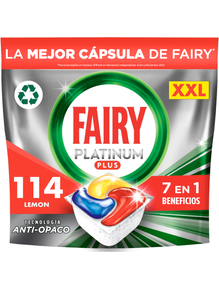 Fairy Platinum Plus All in One’i Nõudepesumasina Tabletid Lemon, 114 tk (6x19tk)