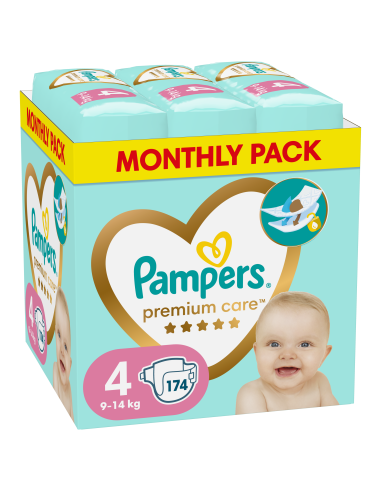 Pampers Premium Care Teipmähkmed, Suurus 4, 174 Mähet, 9-14kg