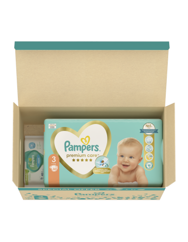 Pampers Premium Care Mähkmed, Suurus 3, 6–10 Kg, 120 Mähet + KINGITUS Harmonie Aqua 48 Niisket Salvrätikut