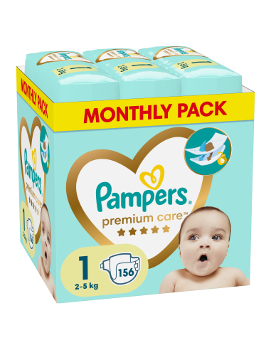 Pampers Premium Care Teipmähkmed, Suurus 1, 156 Mähet, 2-5 kg