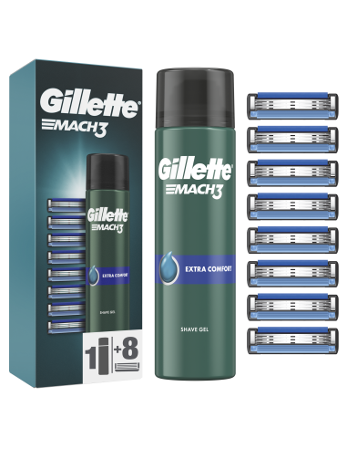 Gillette Mach3 Raseerija Terad, 8 tk + Mach3 geel 200ml