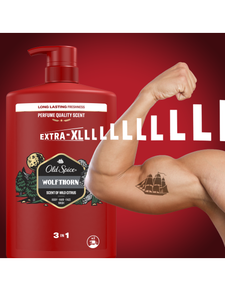 KAST 4 tk! Old Spice Wolfthorn Meeste Dušigeel Ja Šampoon, 1000ml