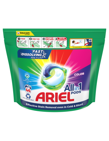 Ariel All-in-1 PODS Color Clean & Fresh Pesukapslid, 44 Pesukorda