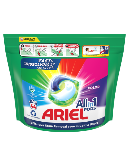 Ariel All-in-1 PODS Color Clean & Fresh Pesukapslid, 44 Pesukorda
